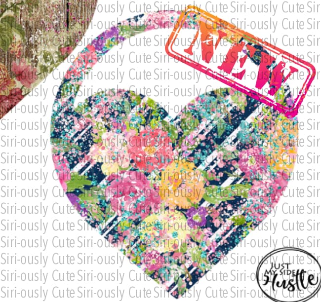 Heart With Leather Earrings - Bright Floral Sublimation Transfer