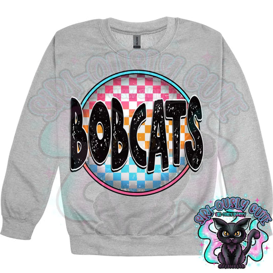 Neon Checker Circle Mascot Bobcats Mascot