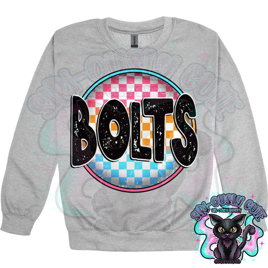 Neon Checker Circle Mascot Bolts Mascot