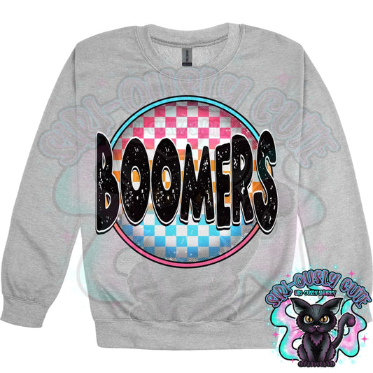 Neon Checker Circle Mascot Boomers Mascot