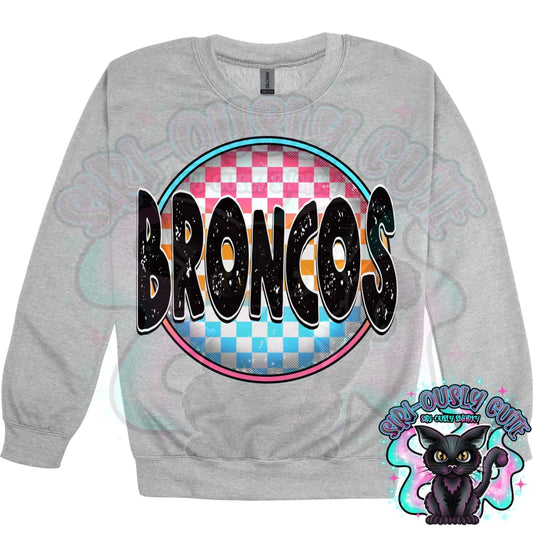 Neon Checker Circle Mascot Broncos Mascot
