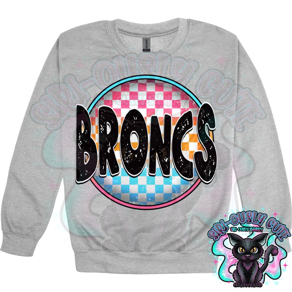 Neon Checker Circle Mascot Broncs Mascot