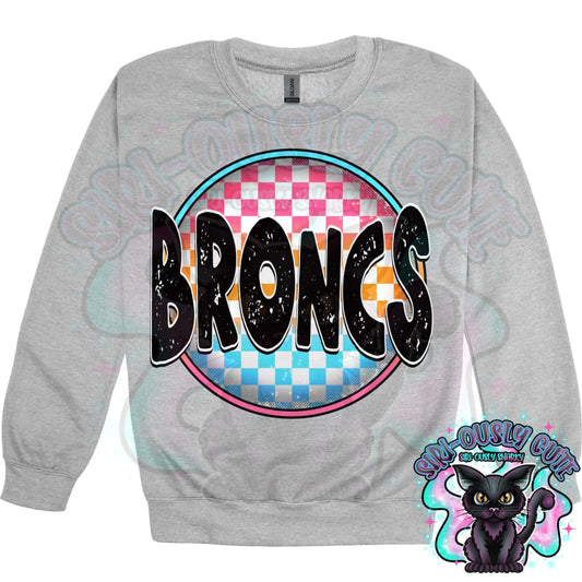 Neon Checker Circle Mascot Broncs Mascot