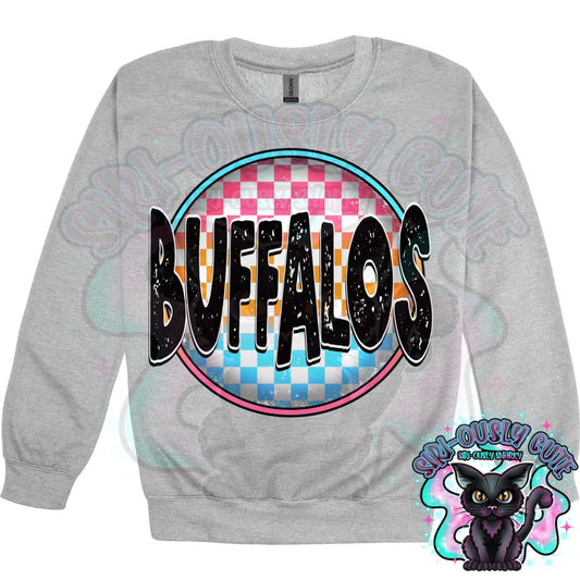 Neon Checker Circle Mascot Buffalos Mascot
