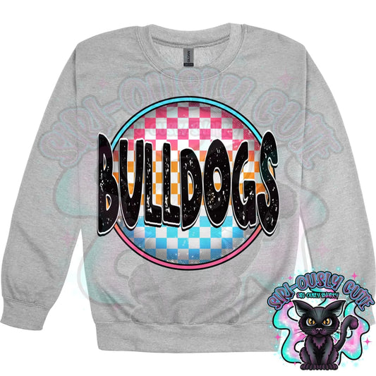 Neon Checker Circle Mascot Bulldogs Mascot