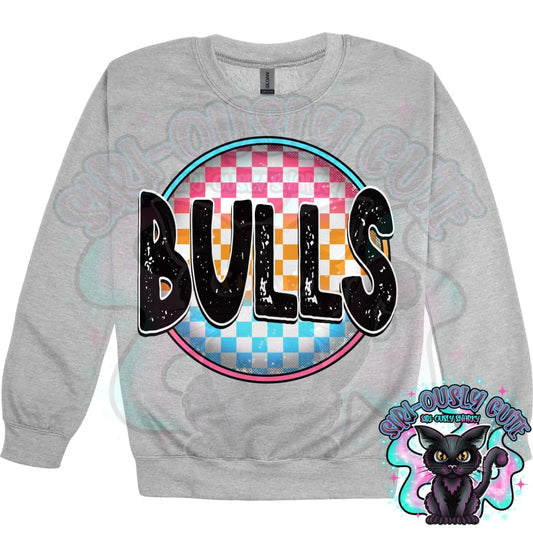 Neon Checker Circle Mascot Bulls Mascot