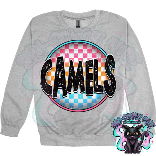 Neon Checker Circle Mascot Camels Mascot