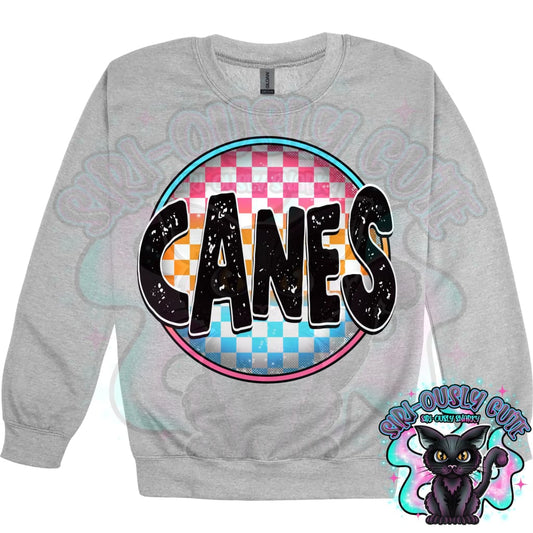 Neon Checker Circle Mascot Canes Mascot