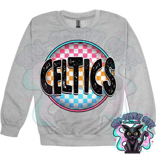 Neon Checker Circle Mascot Celtics Mascot