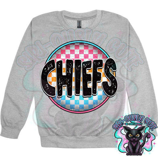Neon Checker Circle Mascot Chiefs Mascot