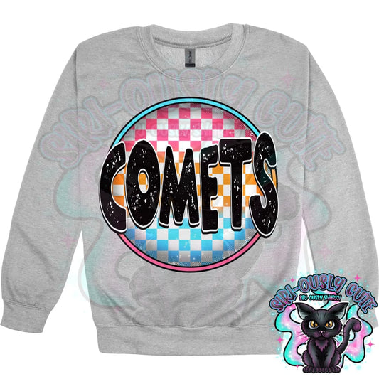Neon Checker Circle Mascot Comets Mascot