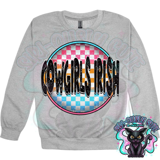 Neon Checker Circle Mascot Cowgirls Irish Mascot