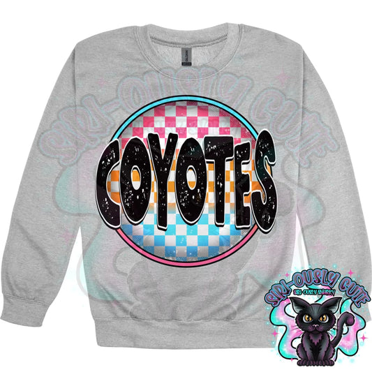 Neon Checker Circle Mascot Coyotes Mascot