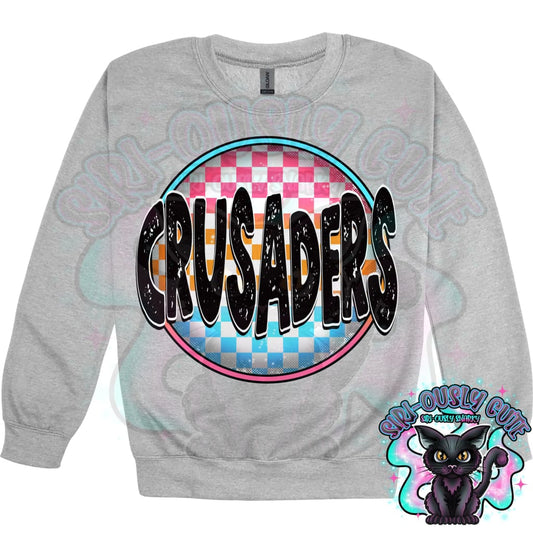 Neon Checker Circle Mascot Crusaders Mascot