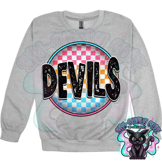 Neon Checker Circle Mascot Devils Mascot