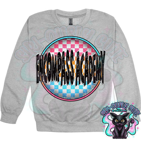 Neon Checker Circle Mascot Encompass Academy Clothing