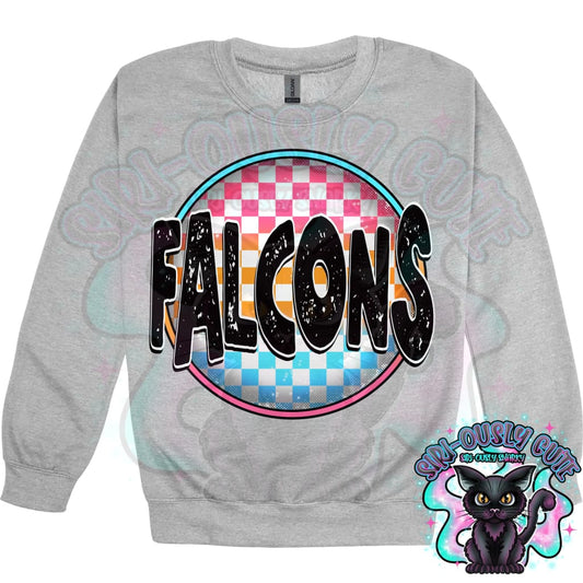 Neon Checker Circle Mascot Falcons Mascot