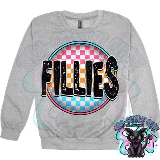 Neon Checker Circle Mascot Fillies Mascot