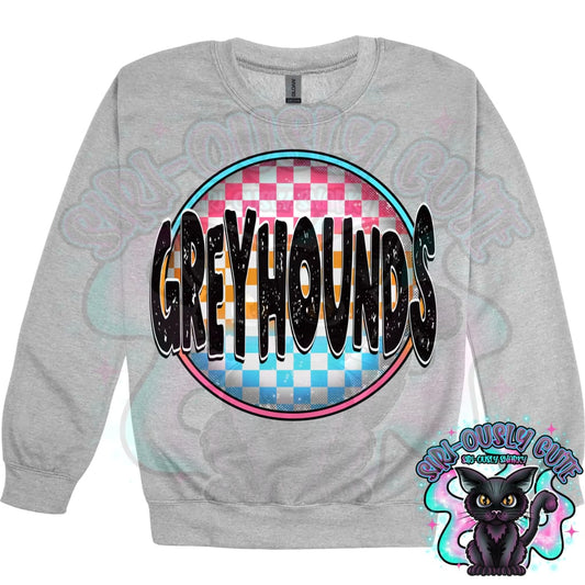 Neon Checker Circle Mascot Greyhounds Mascot