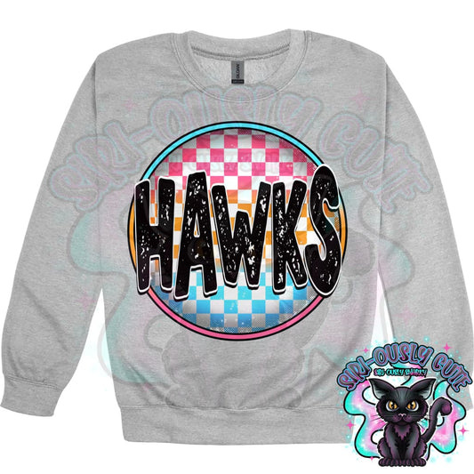 Neon Checker Circle Mascot Hawks Mascot