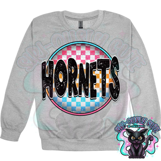 Neon Checker Circle Mascot Hornets Mascot