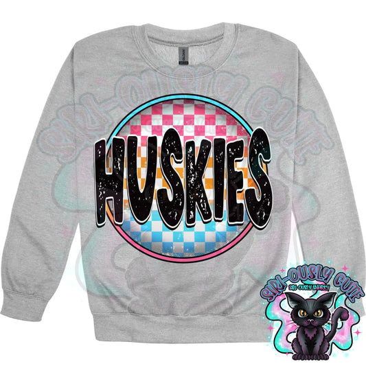 Neon Checker Circle Mascot Huskies Mascot