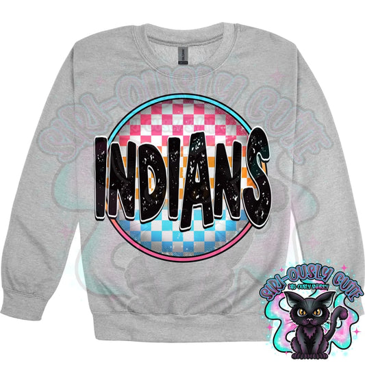 Neon Checker Circle Mascot Indians Mascot