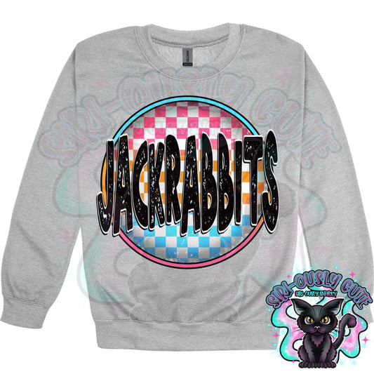 Neon Checker Circle Mascot Jackrabbits Mascot
