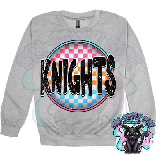 Neon Checker Circle Mascot Knights Mascot