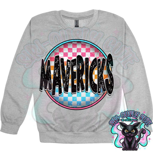 Neon Checker Circle Mascot Mavericks Mascot