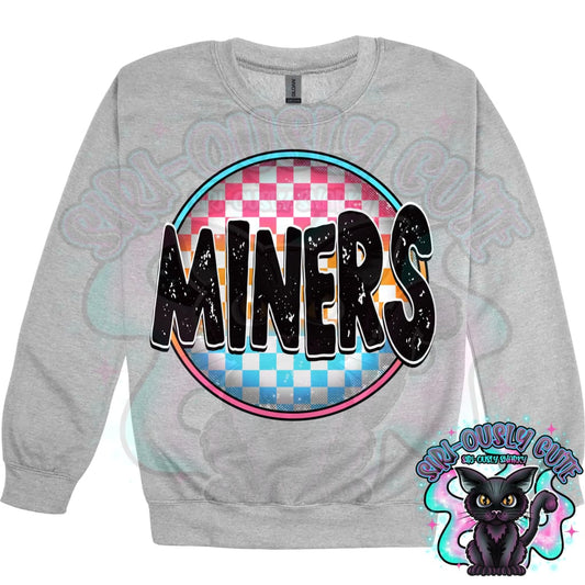 Neon Checker Circle Mascot Miners Mascot