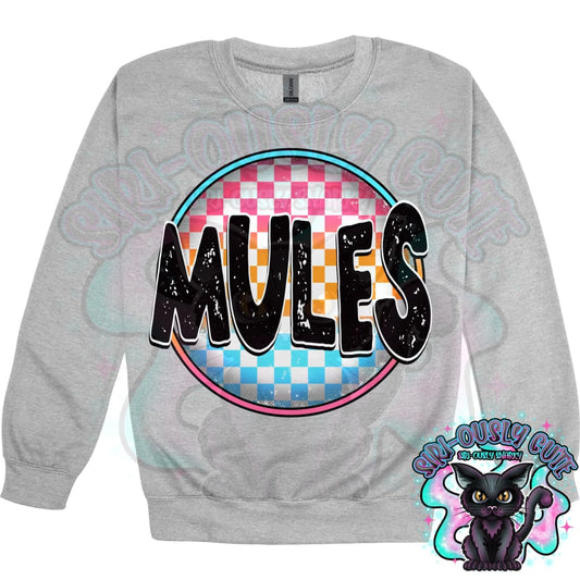 Neon Checker Circle Mascot Mules Mascot