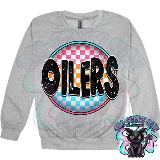 Neon Checker Circle Mascot Oilers Mascot