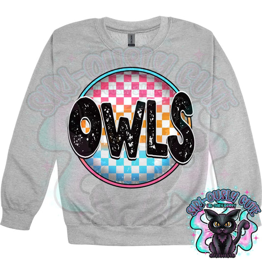 Neon Checker Circle Mascot Owls Mascot