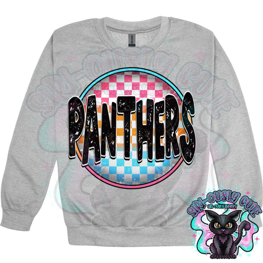 Neon Checker Circle Mascot Panthers Mascot