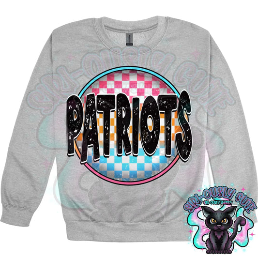 Neon Checker Circle Mascot Patriots Mascot