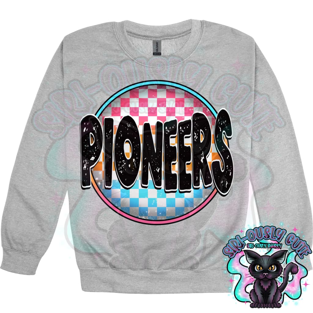 Neon Checker Circle Mascot Pioneers Mascot