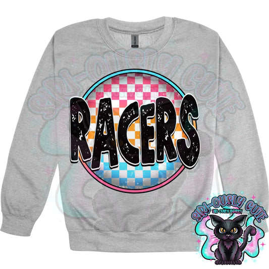 Neon Checker Circle Mascot Racers Mascot