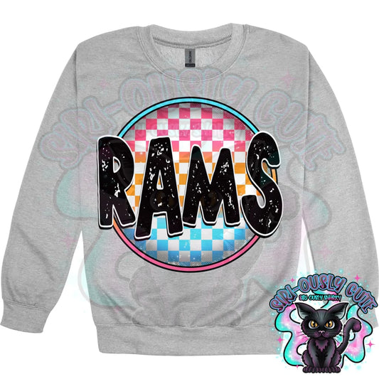 Neon Checker Circle Mascot Rams Mascot