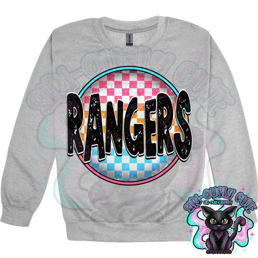 Neon Checker Circle Mascot Rangers Mascot