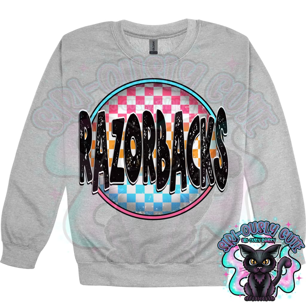 Neon Checker Circle Mascot Razorbacks Mascot