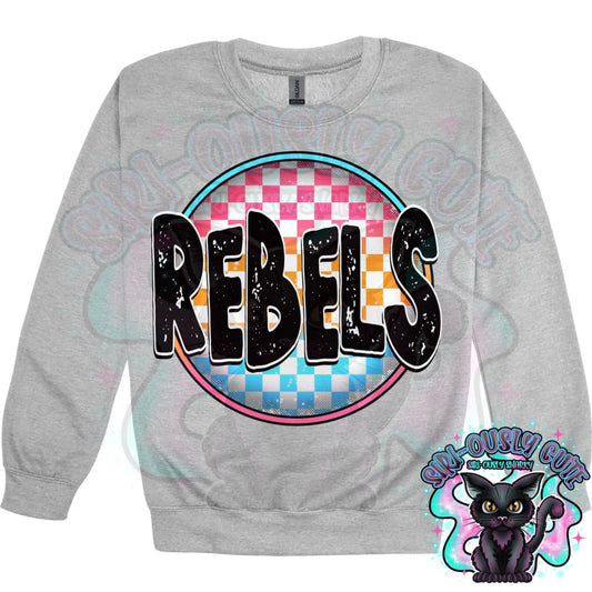 Neon Checker Circle Mascot Rebels Mascot