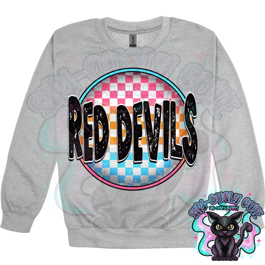 Neon Checker Circle Mascot Red Devils Mascot