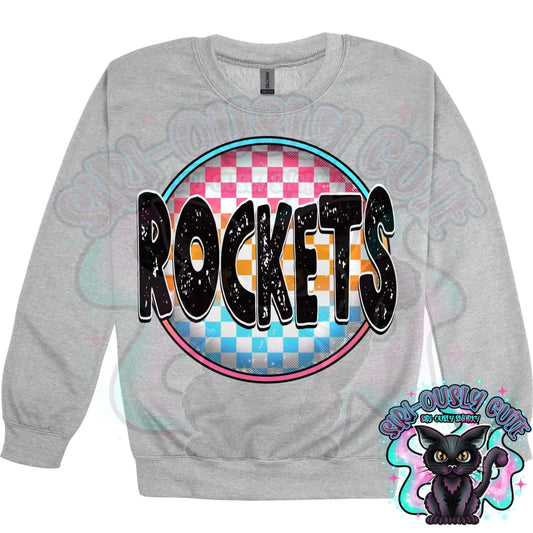 Neon Checker Circle Mascot Rockets Mascot