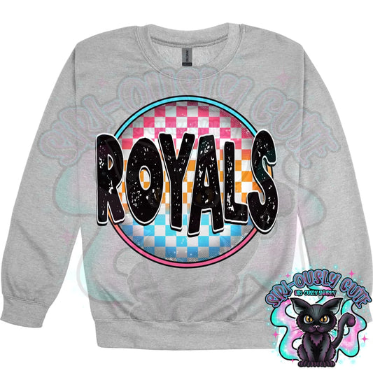 Neon Checker Circle Mascot Royals Mascot