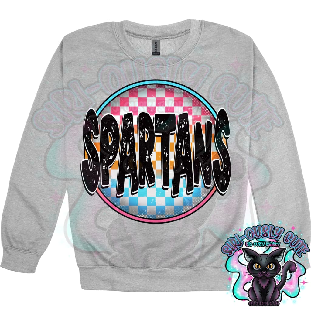 Neon Checker Circle Mascot Spartans Mascot