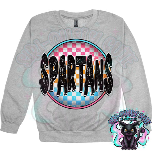 Neon Checker Circle Mascot Spartans Mascot