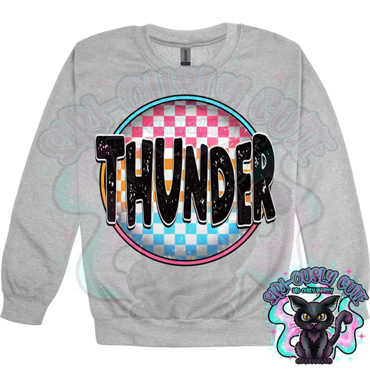 Neon Checker Circle Mascot Thunder Mascot