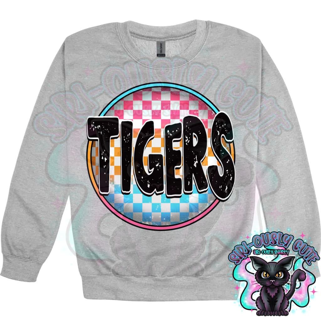 Neon Checker Circle Mascot Tigers Mascot