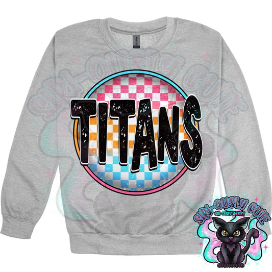 Neon Checker Circle Mascot Titans Mascot